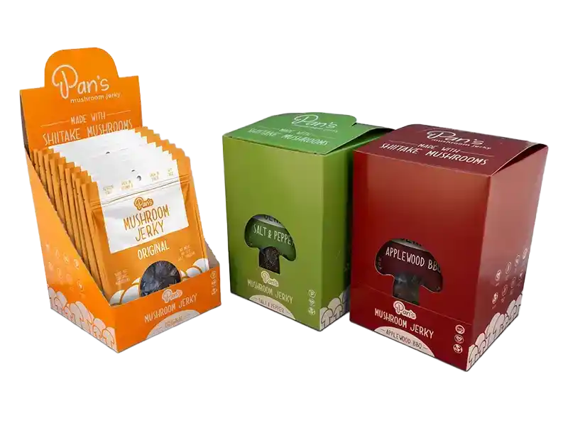 pan's mushroom jerky packaging