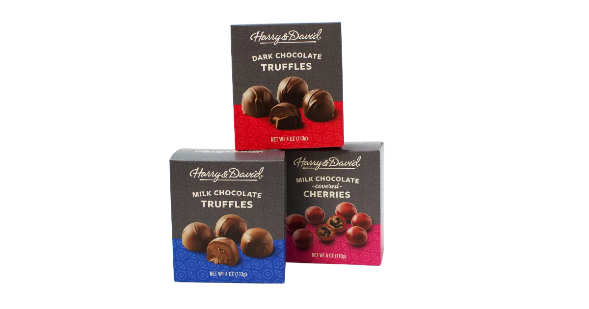 harry and david chocolate stack folding cartons