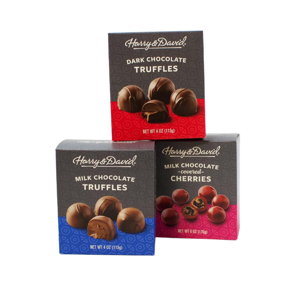 harry and david chocolate stack folding cartons