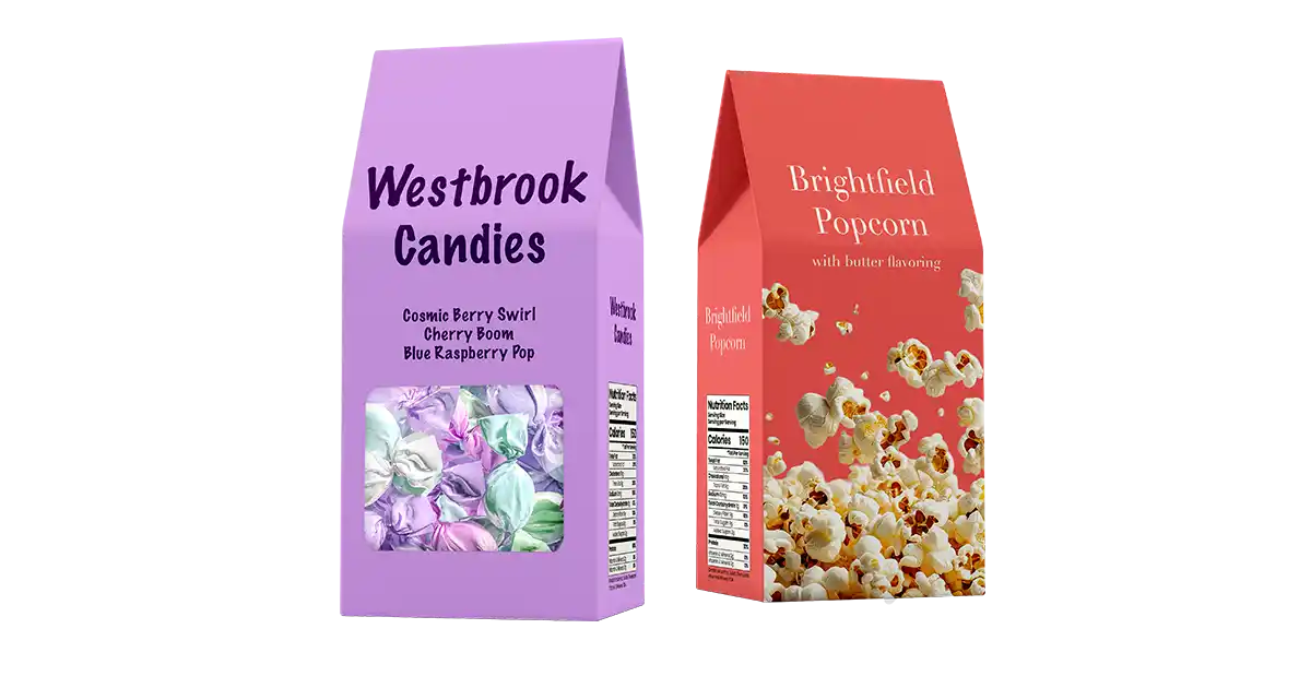 candy and popcorn folding carton packaging